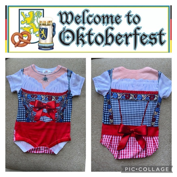 Bavarian Apparel Other - Oktoberfest Baby girls bodysuit- Red and Blue